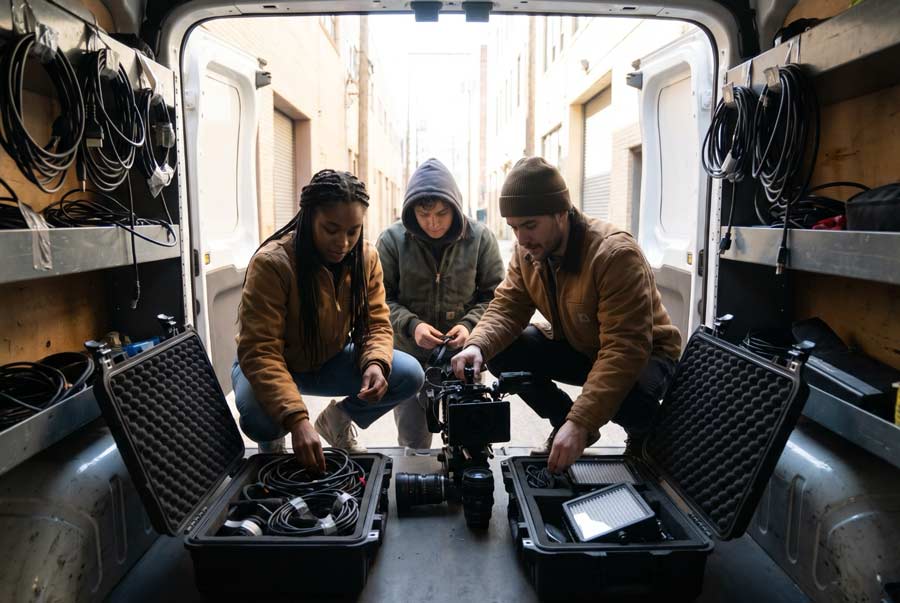 On-site production — documentary crew at work